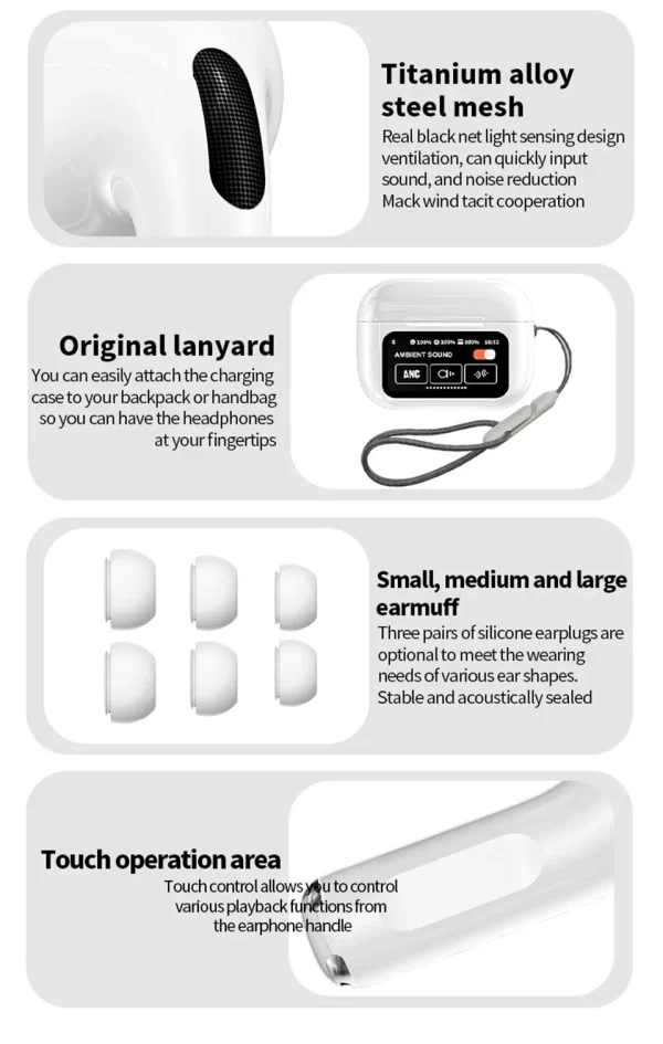 Pods Pro 2nd Generation Earbuds with Display Screen - Image 11